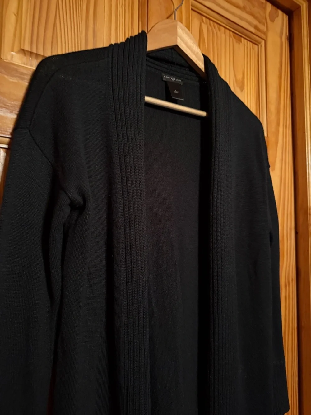 Ann Taylor Black Open-Front Longline Cardigan - Picture 3 of 7